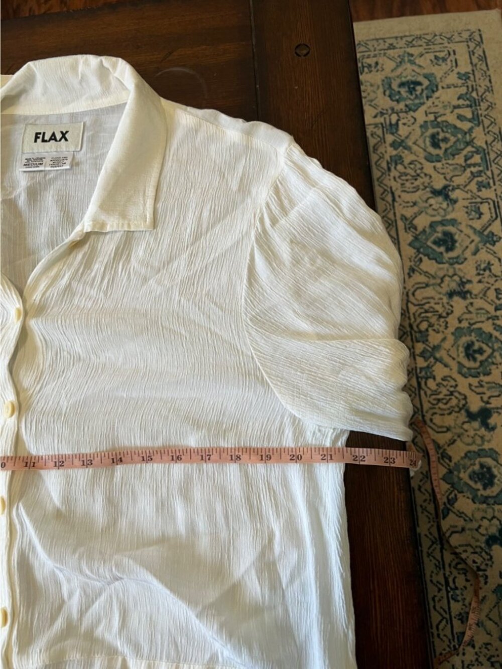Flax White Shirt Cover Up Button Front Long Sleeve Oversized Crinkle Gauze - Picture 7 of 8